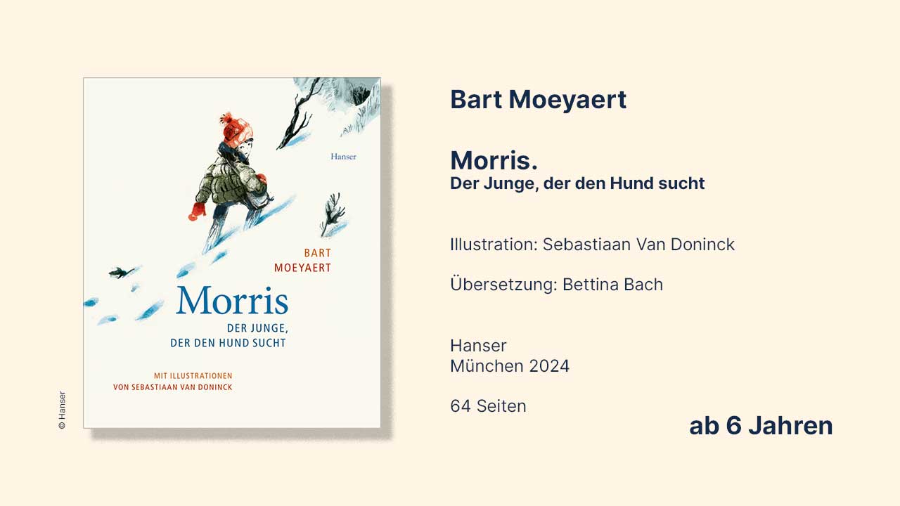 Cover des Kinderbuchs "Morris. Der Junge, der den Hund sucht", geschrieben von Bart Moeyaert